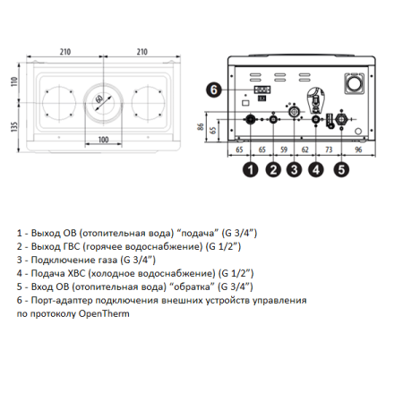 Газовый котёл BellaGas Premium 24.2, секционная горелка, с дымоходом 60/100